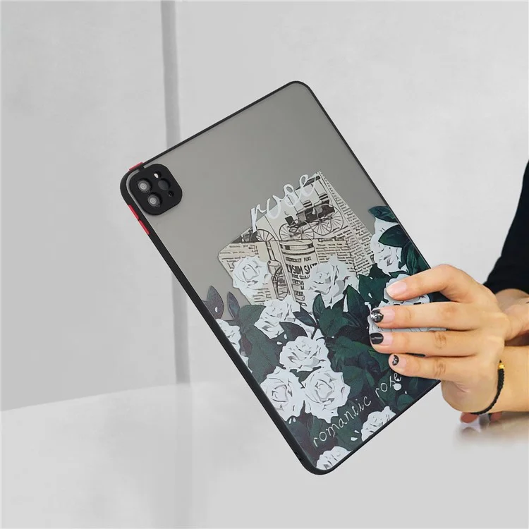 For iPad Pro 11 (2020)(2021)(2022) Case Pattern Printing PC+TPU Tablet Cover - White Rose