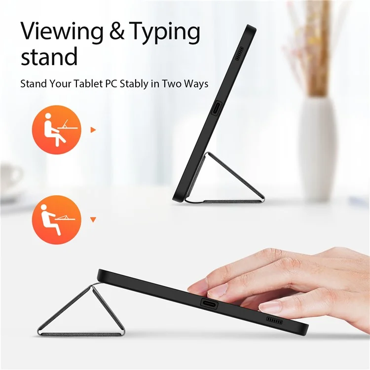 DUX DUCIS Domo Series pour Samsung Galaxy Tab S9 FE Étui Tri-fold Stand Cuir Smart Folio Housse de Tablette - Noir
