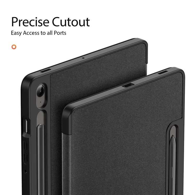 DUX DUCIS Domo Series pour Samsung Galaxy Tab S9 FE Étui Tri-fold Stand Cuir Smart Folio Housse de Tablette - Noir