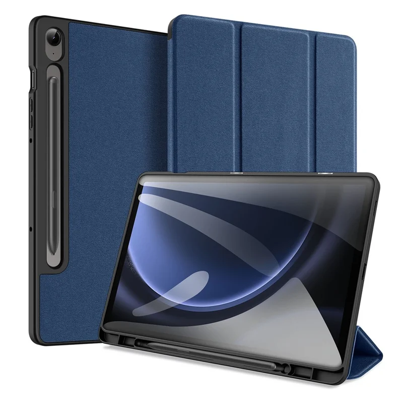 DUX DUCIS Domo Series för Samsung Galaxy Tab S10 Lite / S10 FE / Tab S9 FE Fodral Tri-Fold Ställ Läder Smart Folio Surfplatta Fodral - Blå