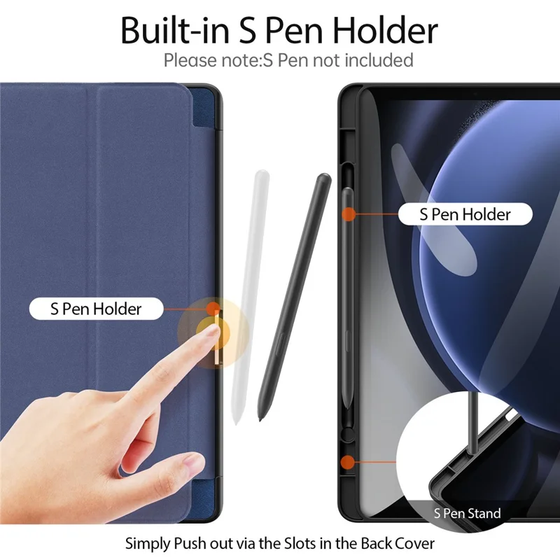 DUX DUCIS Domo Series för Samsung Galaxy Tab S10 Lite / S10 FE / Tab S9 FE Fodral Tri-Fold Ställ Läder Smart Folio Surfplatta Fodral - Blå