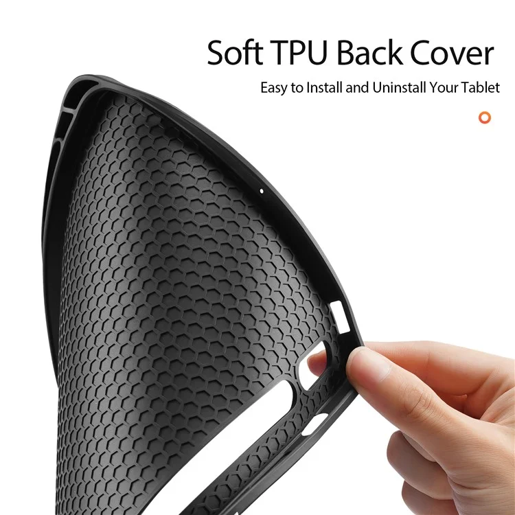 DUX DUCIS Domo Series pour Samsung Galaxy Tab S9 FE+ Étui de support à triple pli Couverture intelligente en cuir d'affaires pour tablette - Noir