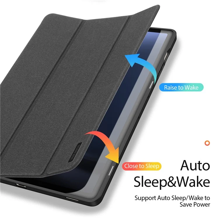DUX DUCIS Domo Series pour Samsung Galaxy Tab S9 FE+ Étui de support à triple pli Couverture intelligente en cuir d'affaires pour tablette - Noir