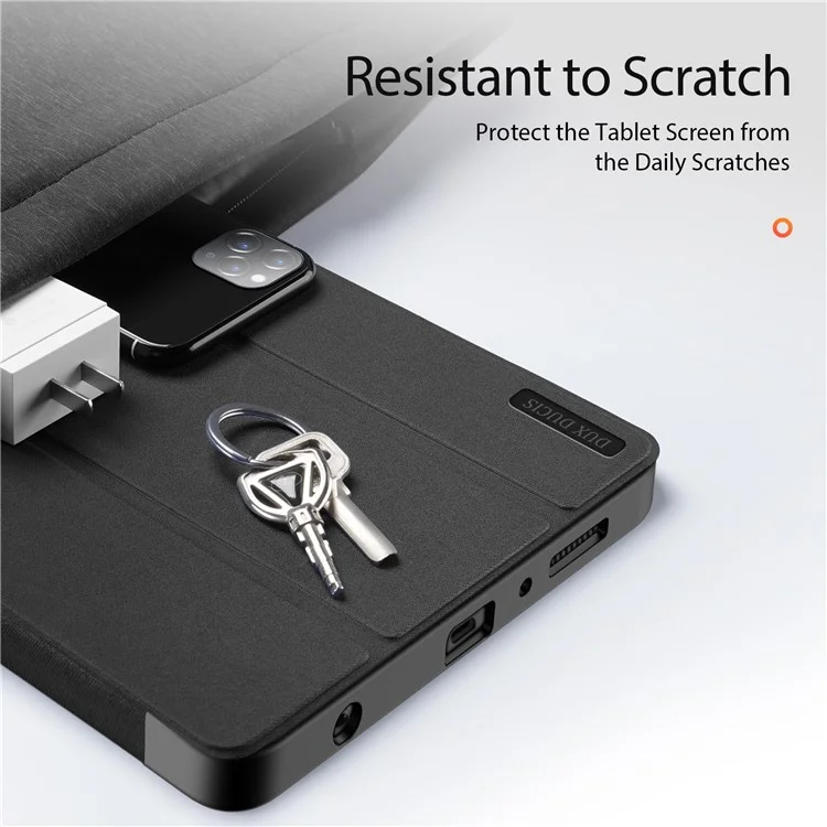 DUX DUCIS Domo Series для Samsung Galaxy Tab A9 Кожаный бизнес-чехол Tri-fold Stand Smart Tablet Cover - Черный