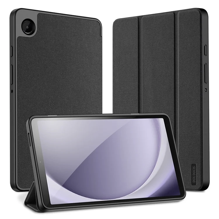 Serie Dux Ducis Domo Para Samsung Galaxy Tab A9 Case de Negocios de Cuero Tri-fold Stand Smart Tablet Cubierta - Negro