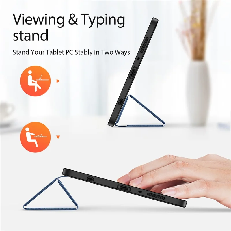 DUX DUCIS Domo Series for Samsung Galaxy Tab A9 Leather Business Case Tri-fold Stand Smart Tablet Cover - Blue