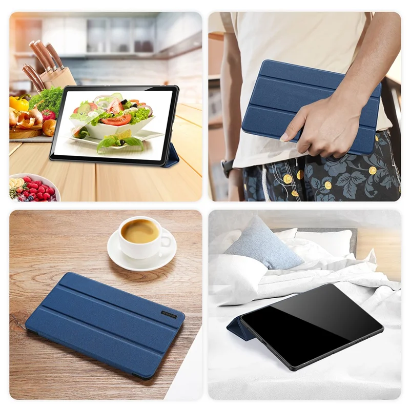 DUX DUCIS Domo Series for Samsung Galaxy Tab A9 Leather Business Case Tri-fold Stand Smart Tablet Cover - Blue