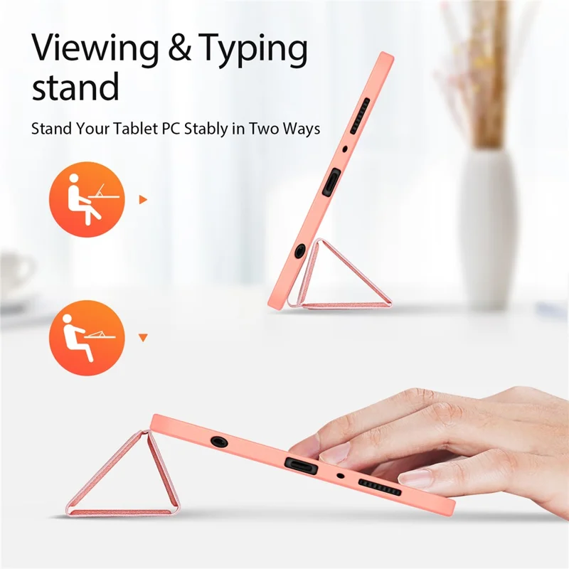 DUX DUCIS Domo Series for Samsung Galaxy Tab A9 Leather Business Case Tri-fold Stand Smart Tablet Cover - Pink