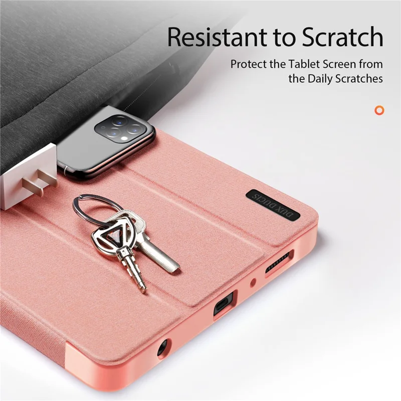 DUX DUCIS Domo Series for Samsung Galaxy Tab A9 Leather Business Case Tri-fold Stand Smart Tablet Cover - Pink