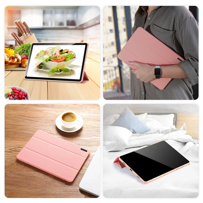 DUX DUCIS Domo Series for Samsung Galaxy Tab A9 Leather Business Case Tri-fold Stand Smart Tablet Cover - Pink