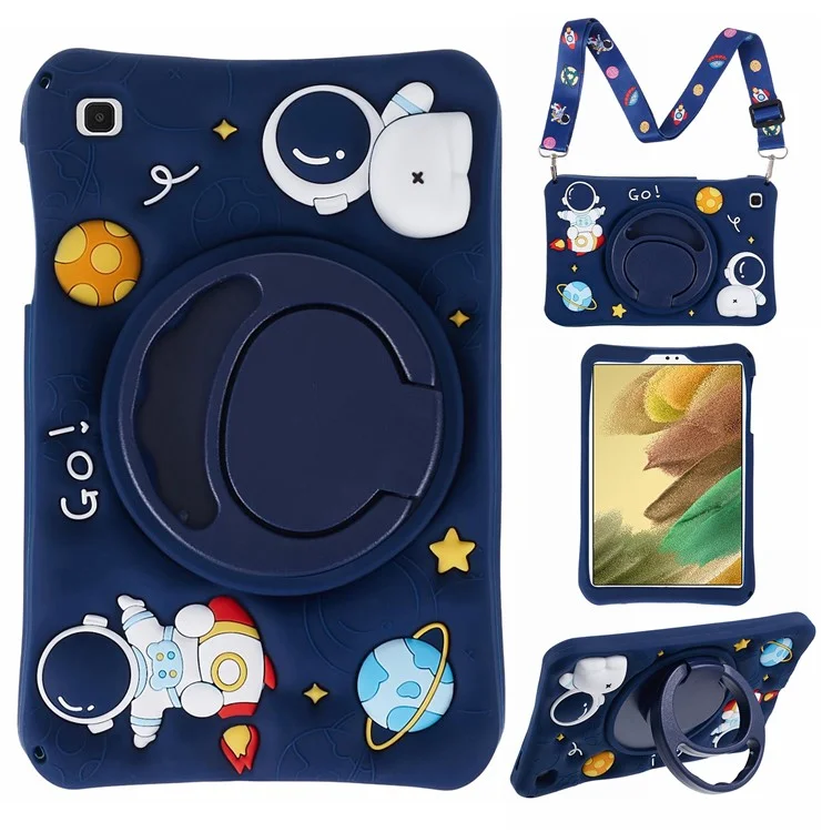 Para Samsung Galaxy Tab A7 Lite 8.7-inch T220 Case Astronaut Tablet Kickstand Cover with Lanyard