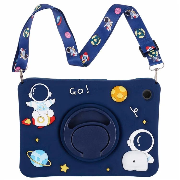 Für Samsung Galaxy Tab A8 10.5 (2021) / (2022) Kickstand Case Astronaut Design Tablet Cover mit Lanyard