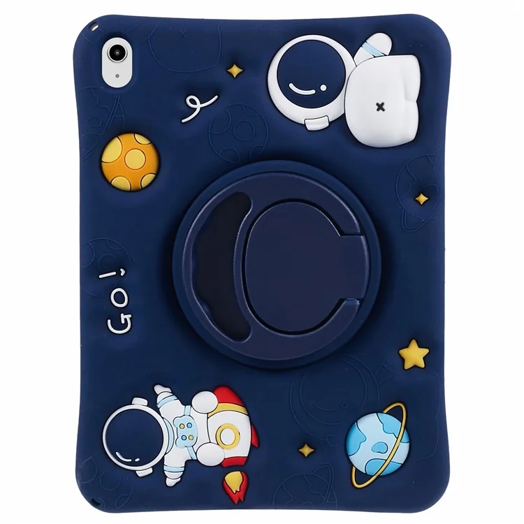 Für iPad 10.9 (2022) Kickstand-Hülle Astronaut-Design Silikon-Tablet-Schutz mit Riemen