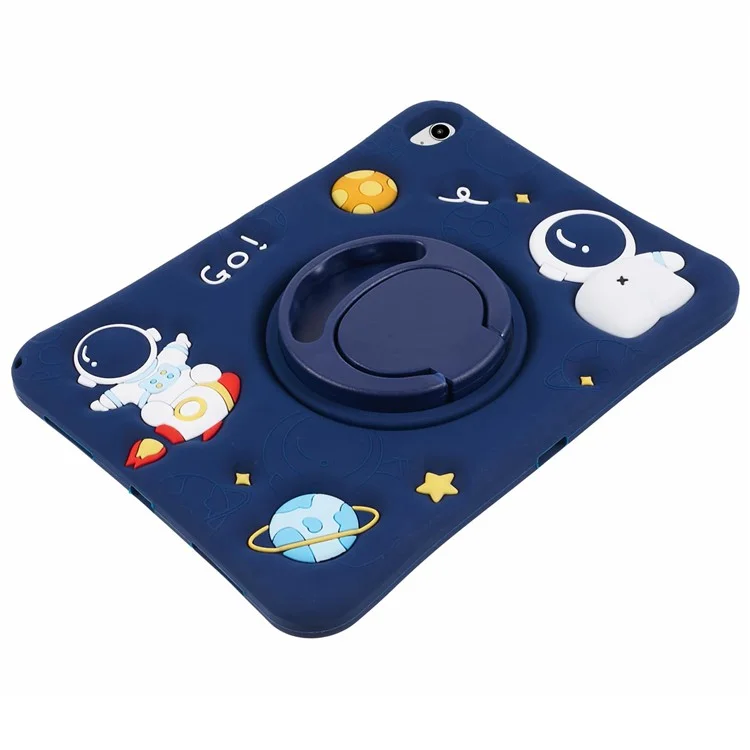 Für iPad 10.9 (2022) Kickstand-Hülle Astronaut-Design Silikon-Tablet-Schutz mit Riemen