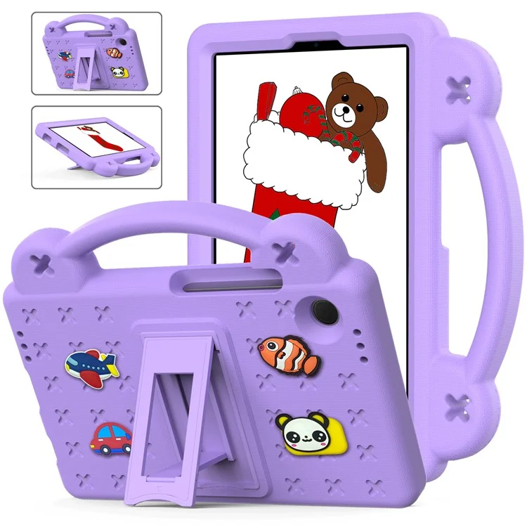 For Samsung Galaxy Tab A9 Case EVA Tablet Cover Anti-Drop Kickstand Case with Grip Handle - Purple