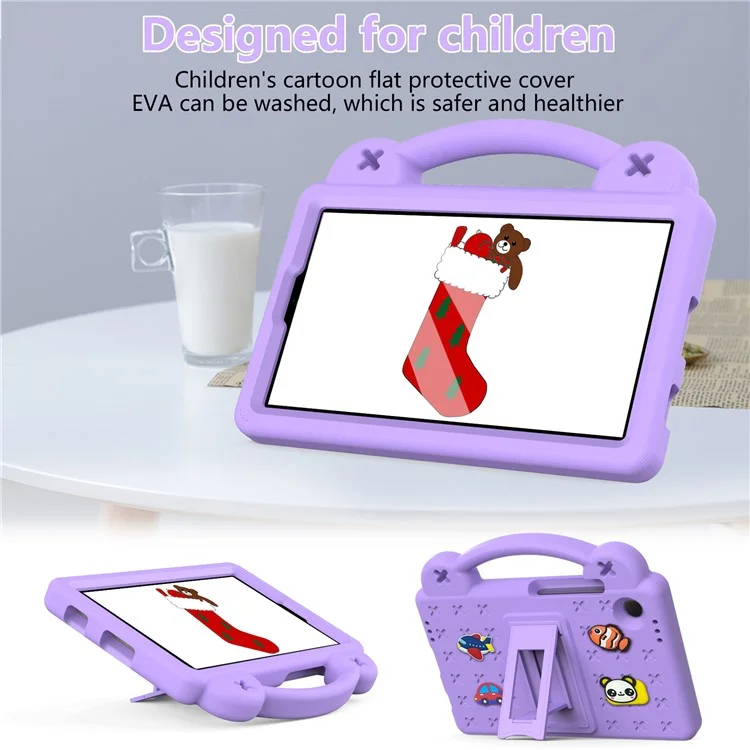 For Samsung Galaxy Tab A9 Case EVA Tablet Cover Anti-Drop Kickstand Case with Grip Handle - Purple