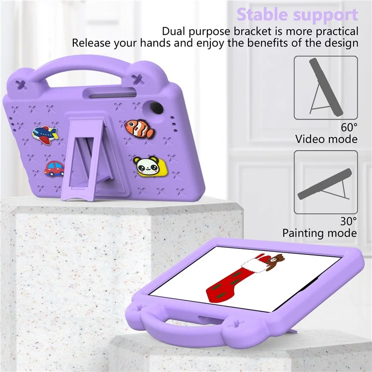 For Samsung Galaxy Tab A9 Case EVA Tablet Cover Anti-Drop Kickstand Case with Grip Handle - Purple