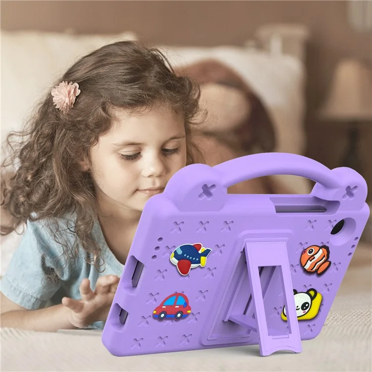 For Samsung Galaxy Tab A9 Case EVA Tablet Cover Anti-Drop Kickstand Case with Grip Handle - Purple