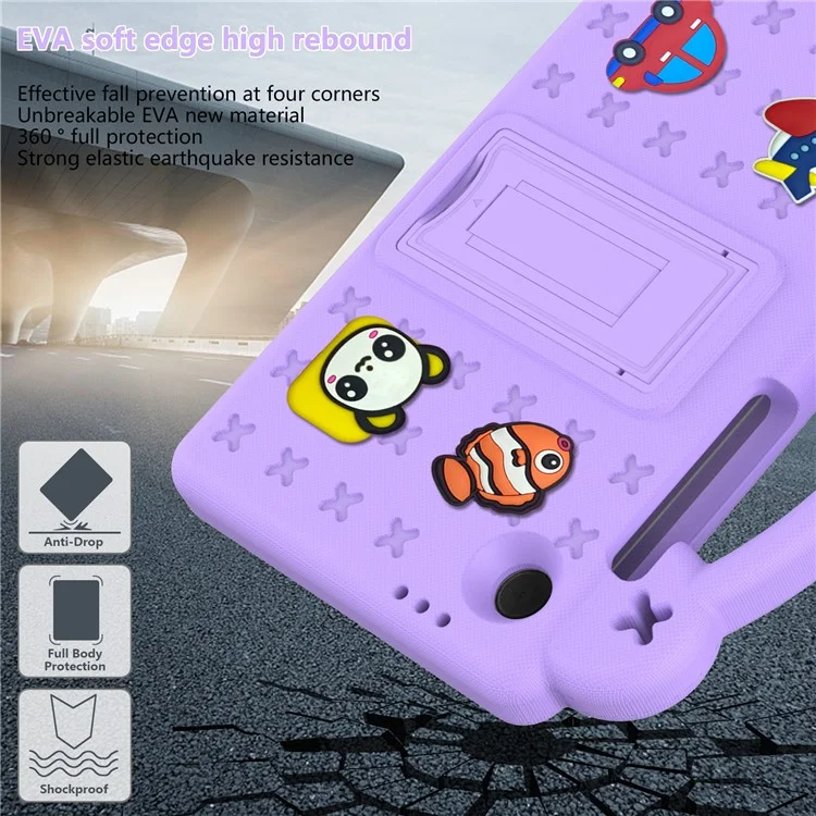 For Samsung Galaxy Tab A9 Case EVA Tablet Cover Anti-Drop Kickstand Case with Grip Handle - Purple
