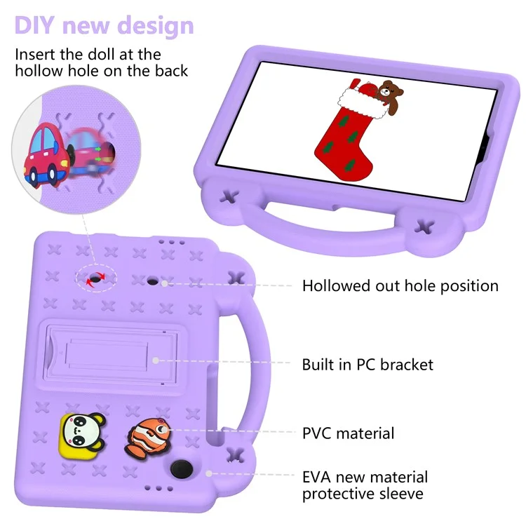 For Samsung Galaxy Tab A9 Case EVA Tablet Cover Anti-Drop Kickstand Case with Grip Handle - Purple