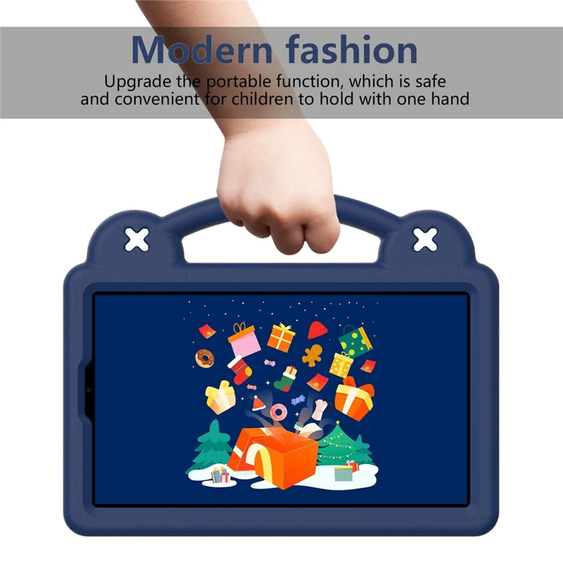 For Samsung Galaxy Tab A11 / A9 Case EVA Tablet Cover Anti-Drop Kickstand Case with Grip Handle - Navy Blue