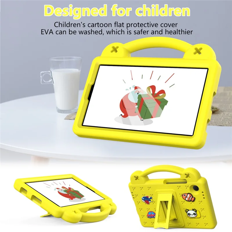 For Samsung Galaxy Tab A11 / A9 Case EVA Tablet Cover Anti-Drop Kickstand Case with Grip Handle - Yellow