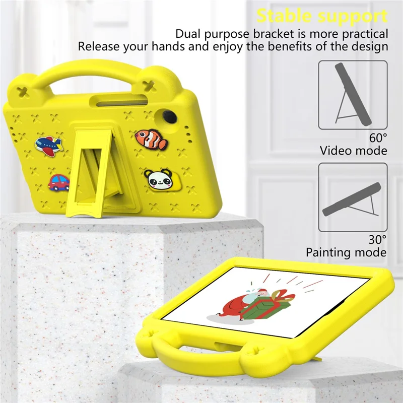 For Samsung Galaxy Tab A11 / A9 Case EVA Tablet Cover Anti-Drop Kickstand Case with Grip Handle - Yellow