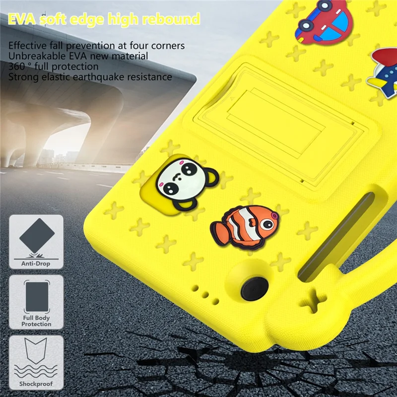For Samsung Galaxy Tab A11 / A9 Case EVA Tablet Cover Anti-Drop Kickstand Case with Grip Handle - Yellow