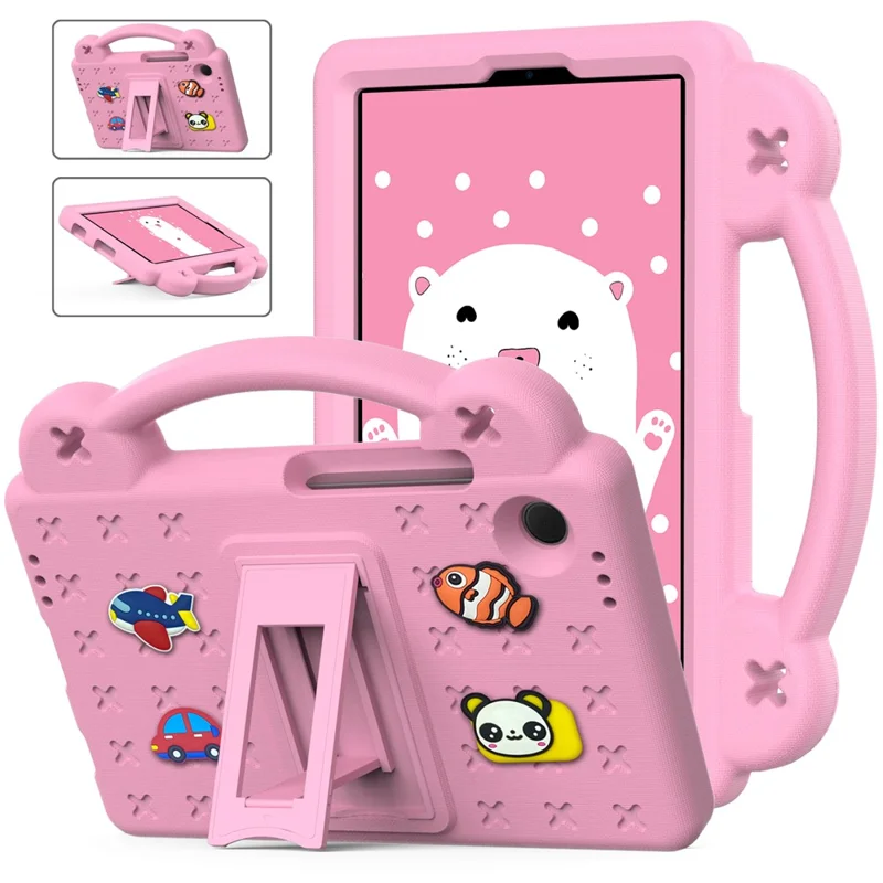 For Samsung Galaxy Tab A11 / A9 Case EVA Tablet Cover Anti-Drop Kickstand Case with Grip Handle - Pink