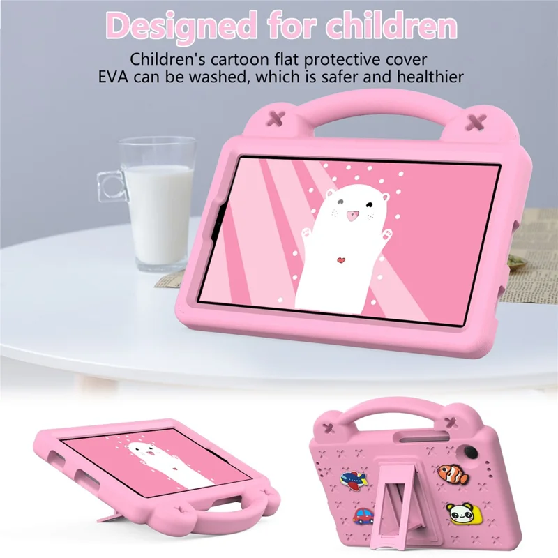 For Samsung Galaxy Tab A11 / A9 Case EVA Tablet Cover Anti-Drop Kickstand Case with Grip Handle - Pink