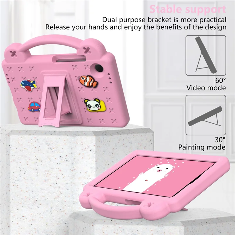 For Samsung Galaxy Tab A11 / A9 Case EVA Tablet Cover Anti-Drop Kickstand Case with Grip Handle - Pink
