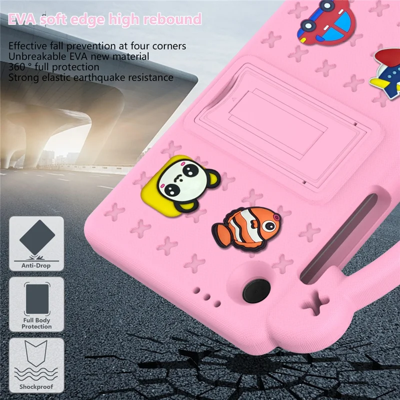 For Samsung Galaxy Tab A11 / A9 Case EVA Tablet Cover Anti-Drop Kickstand Case with Grip Handle - Pink