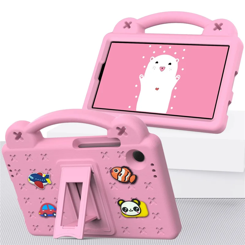 For Samsung Galaxy Tab A11 / A9 Case EVA Tablet Cover Anti-Drop Kickstand Case with Grip Handle - Pink