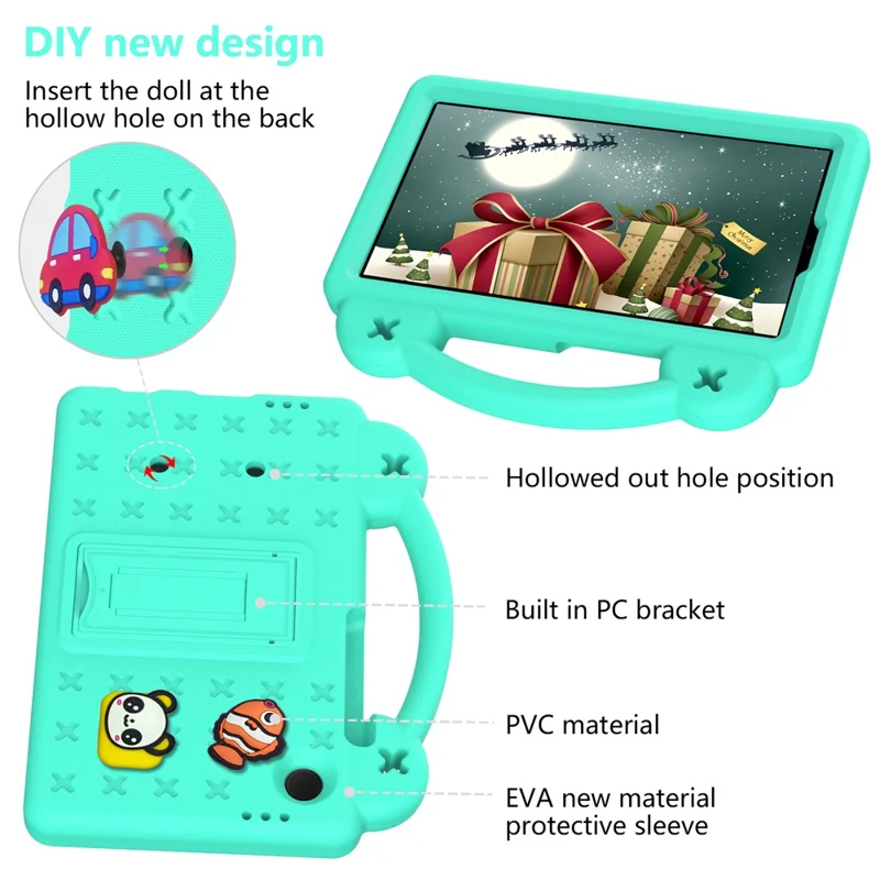 Per Samsung Galaxy Tab A9 Case EVA Tablet Cover Anti-Drop Kickstand Case con Impugnatura - Verde