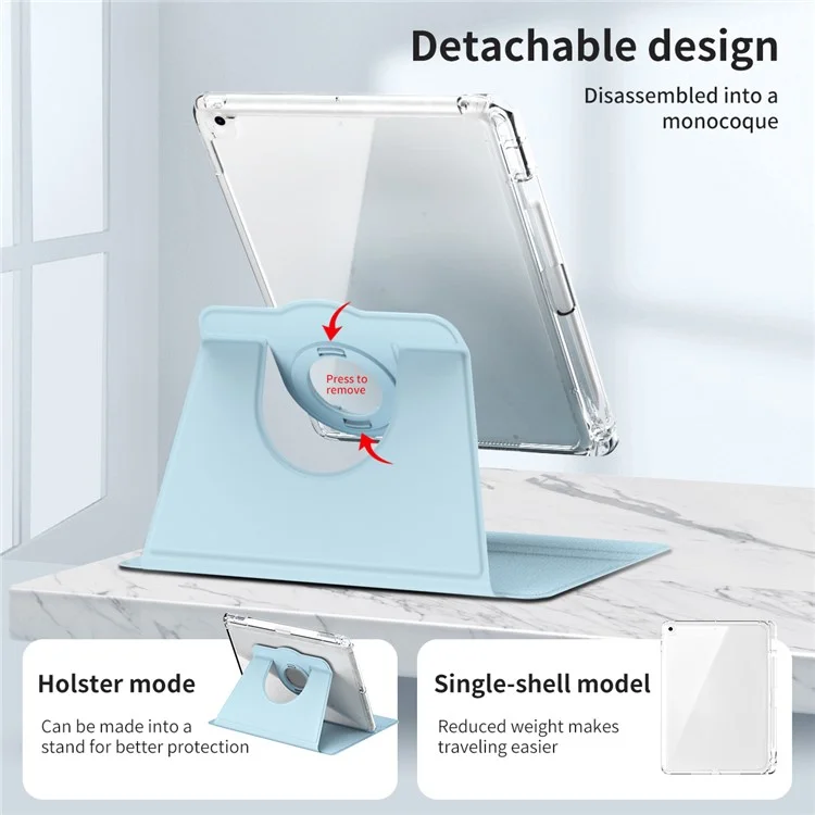 For iPad 9.7-inch (2017) / (2018) / iPad Air (2013) / Air 2 Case Kickstand Detachable Tablet Cover - Baby Blue