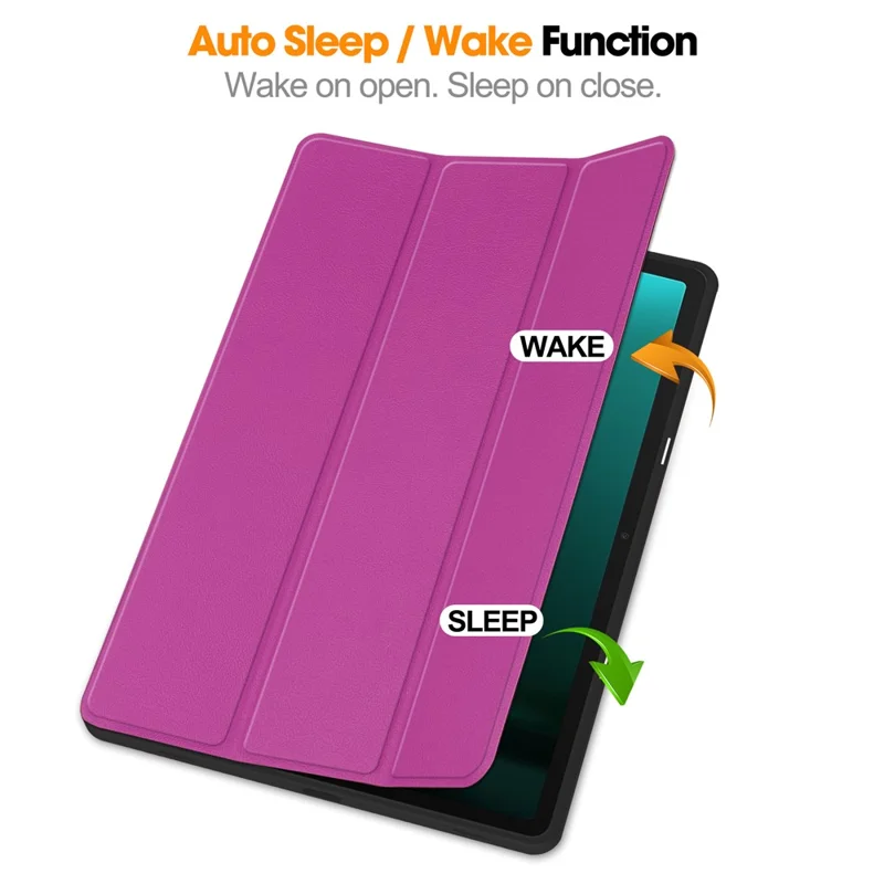 For Samsung Galaxy Tab S9 FE+ / Tab S9+ Case PU Leather+TPU Auto Sleep / Wake Tablet Cover with Pencil Holder - Purple