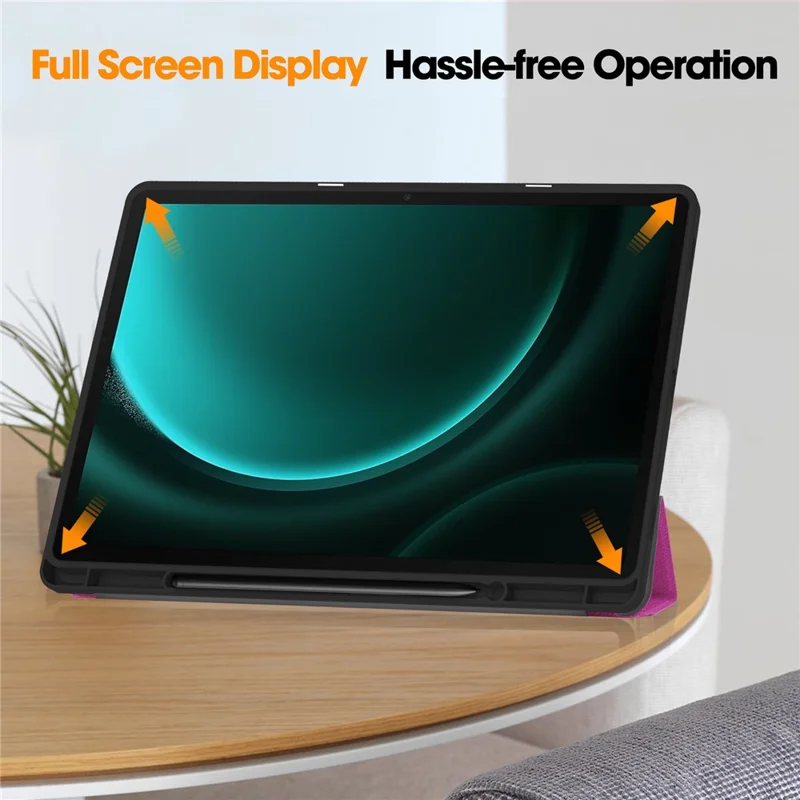 For Samsung Galaxy Tab S9 FE+ / Tab S9+ Case PU Leather+TPU Auto Sleep / Wake Tablet Cover with Pencil Holder - Purple