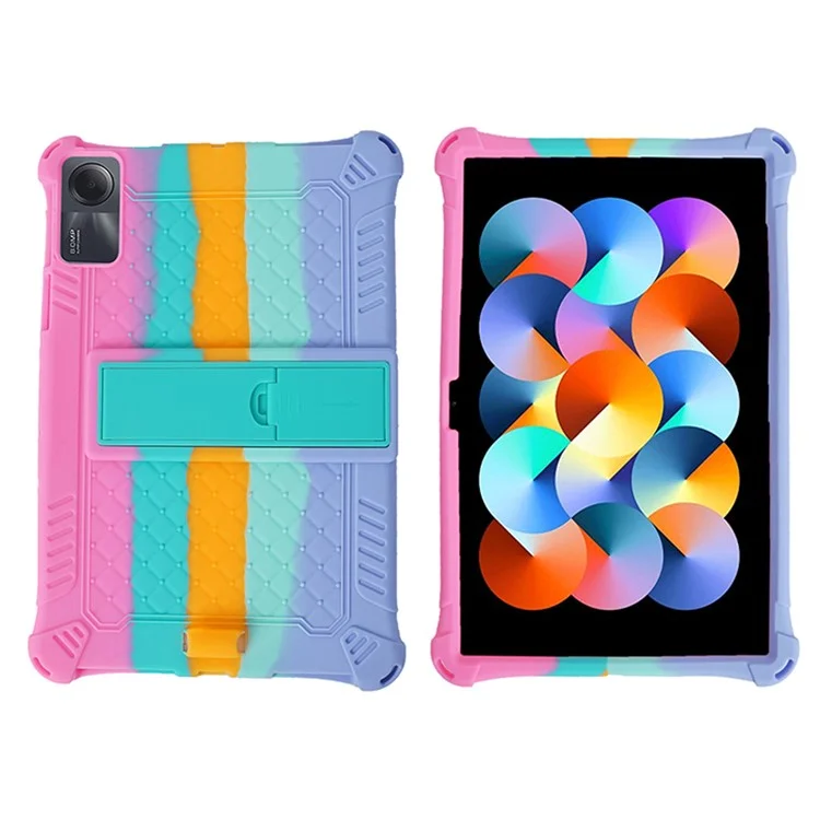 Per Xiaomi Redmi Pad SE Case PC+Silicone Tablet Kickstand Cover con tracolla - Colorful  /  Rosa