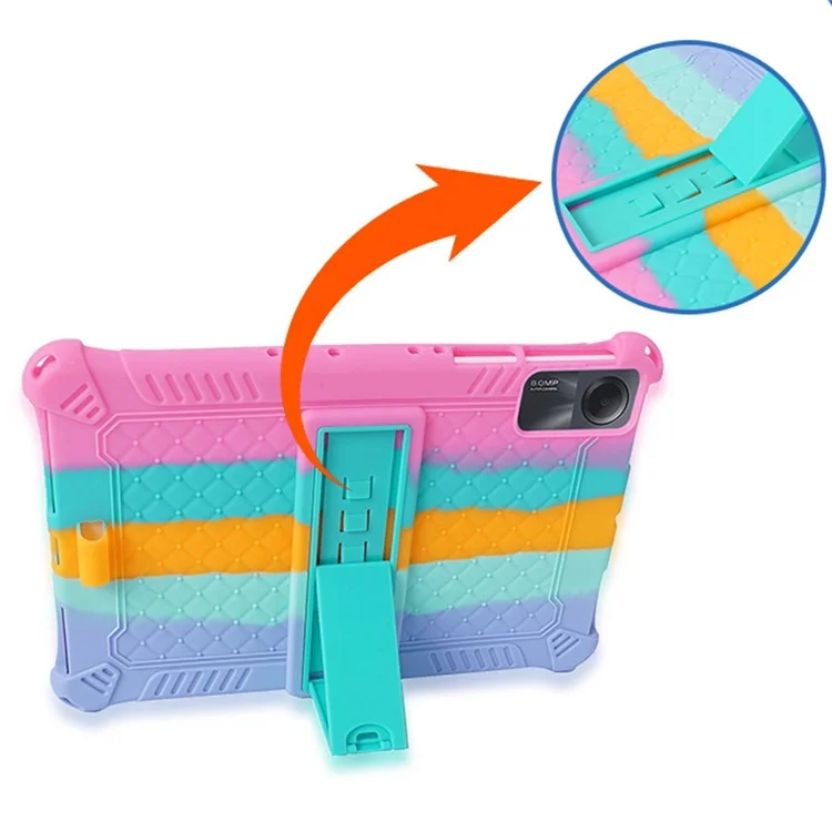 Per Xiaomi Redmi Pad SE Case PC+Silicone Tablet Kickstand Cover con tracolla - Colorful  /  Rosa