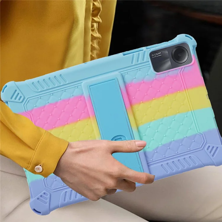Per Xiaomi Redmi Pad SE Case PC+Silicone Tablet Kickstand Cover con tracolla - Colorful  /  Rosa