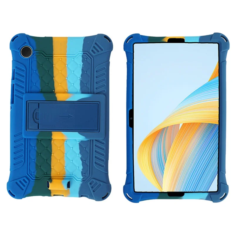 For Samsung Galaxy Tab A9 Case Anti-drop PC+Silicone Tablet Cover with Shoulder Strap - Colorful  /  Dark Blue