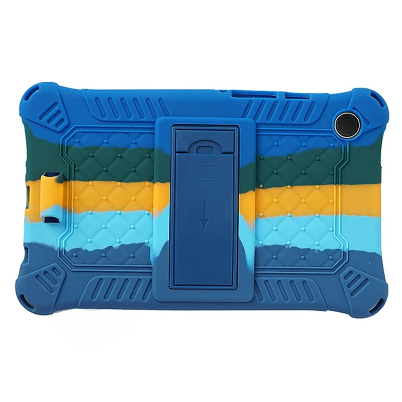 For Samsung Galaxy Tab A9 Case Anti-drop PC+Silicone Tablet Cover with Shoulder Strap - Colorful  /  Dark Blue