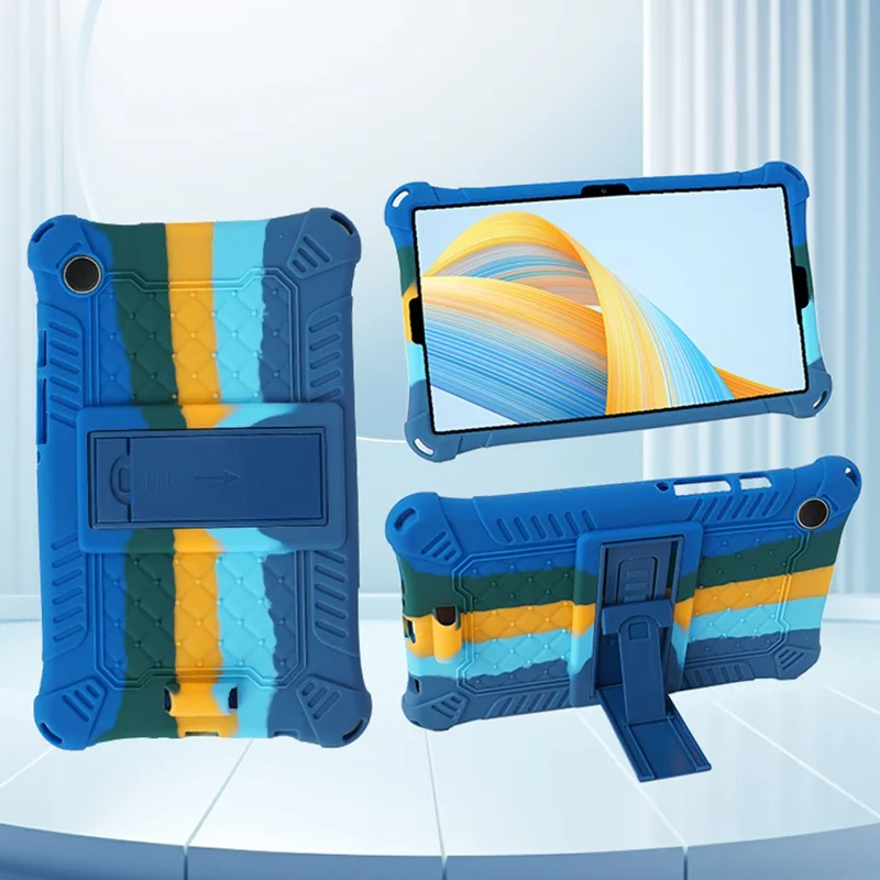 For Samsung Galaxy Tab A9 Case Anti-drop PC+Silicone Tablet Cover with Shoulder Strap - Colorful  /  Dark Blue
