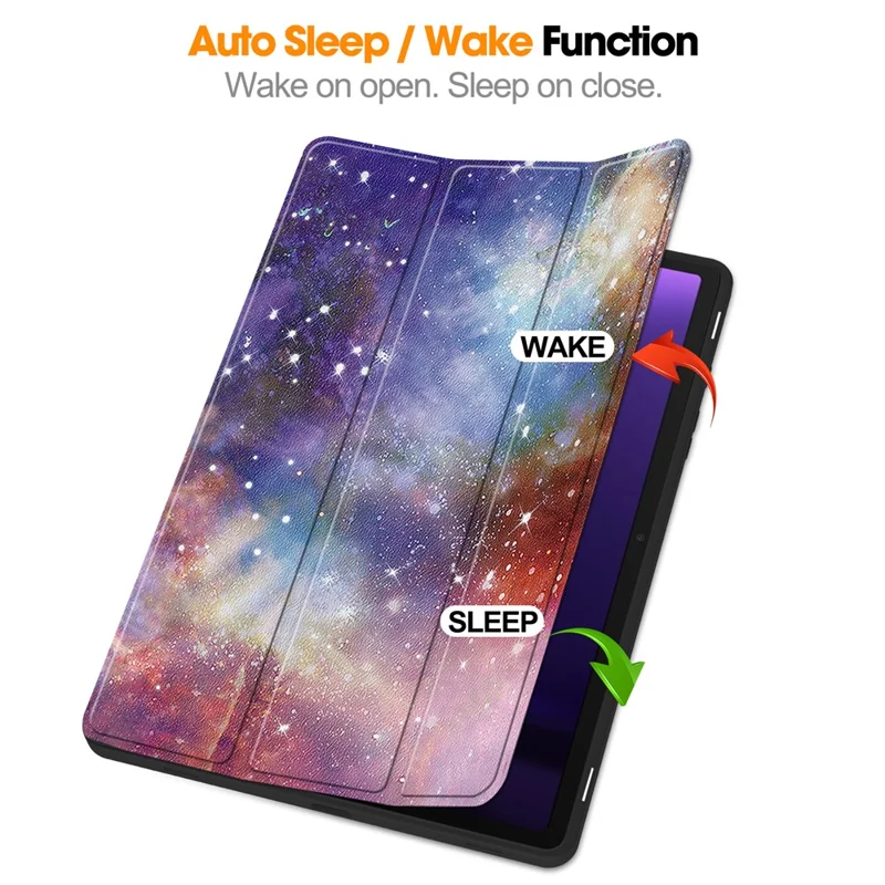 For Samsung Galaxy Tab S10 Lite / S10 FE / S9 FE / Tab S9 Case Leather Pattern Printing Smart Tablet Cover with Pencil Holder - Galaxy