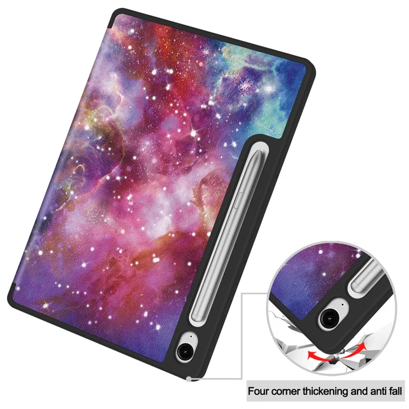 For Samsung Galaxy Tab S10 Lite / S10 FE / S9 FE / Tab S9 Case Leather Pattern Printing Smart Tablet Cover with Pencil Holder - Galaxy