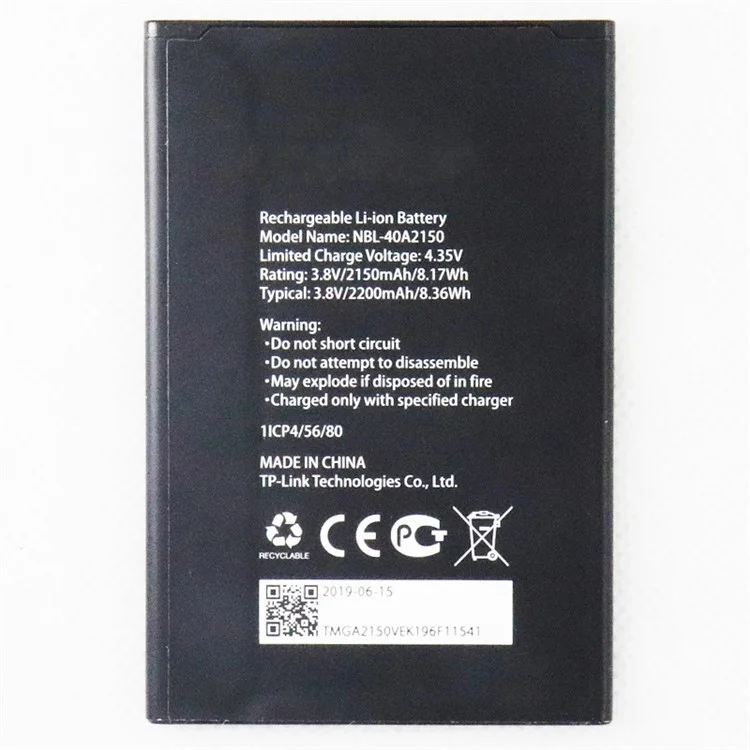 Для TP-LINK Neffos C5 Plus 3.70В 2150мАч Li-ion аккумуляторная батарея в сборе (Код: NBL-40A2150) (без логотипа)
