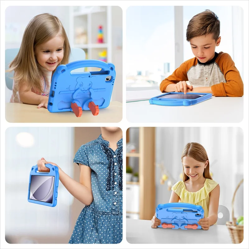 DUX DUCIS для Samsung Galaxy Tab A9 / Tab A7 Lite 8,7-дюймового чехла с защитой EVA, мультяшный дизайн панды с подставкой, чехол для планшета - синий