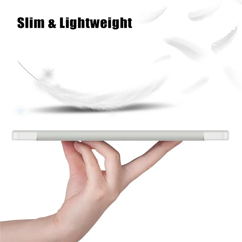 For Xiaomi Redmi Pad SE Tri-fold Stand Smart Case Leather+TPU+Acrylic Tablet Cover with Pen Slot - Grey