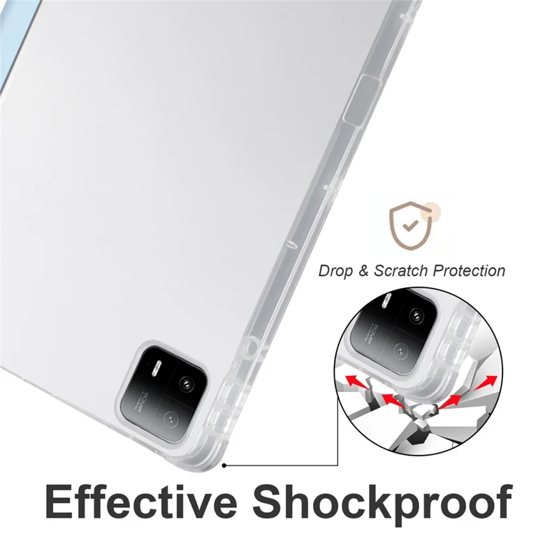 For Xiaomi Pad 6 Max 14 Case Tri-fold Stand Clear Back Tablet Cover with Pen Slot - Baby Blue