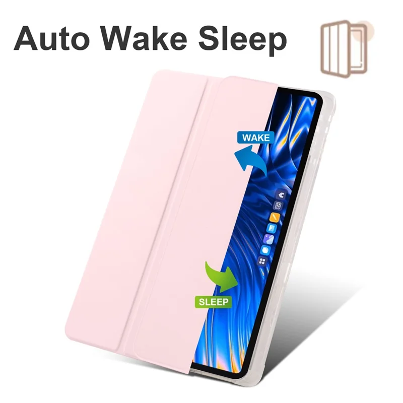 For Xiaomi Pad 6 Max 14 Case Tri-fold Stand Clear Back Tablet Cover with Pen Slot - Pink